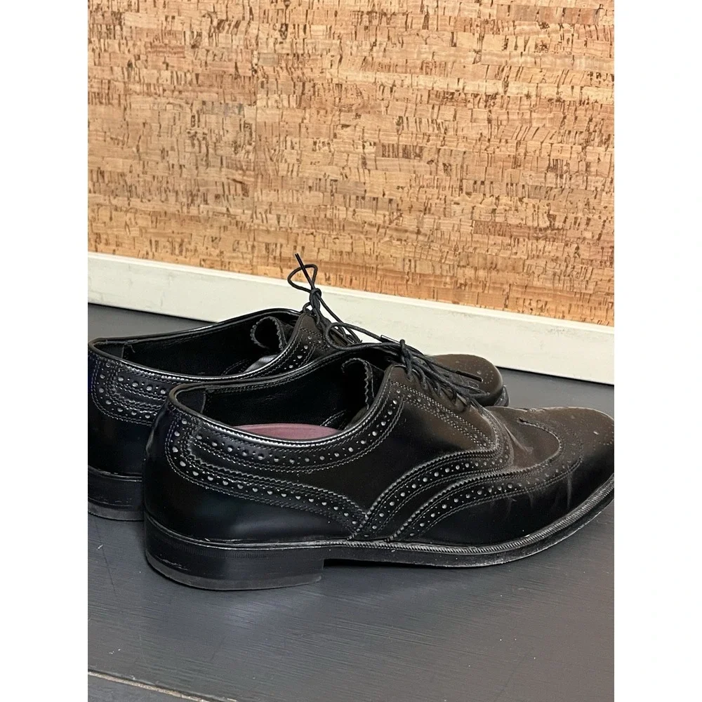 Florsheim Dress Shoes Mens 9 D Oxford Black Leather Lace Up‎ Wingtip Low
